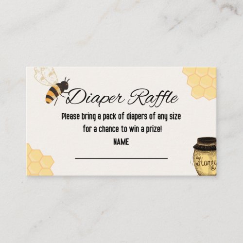 Bee diaper raffle  enclosure card