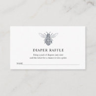 Bee Diaper Raffle Ticket for Baby Shower Enclosure Card