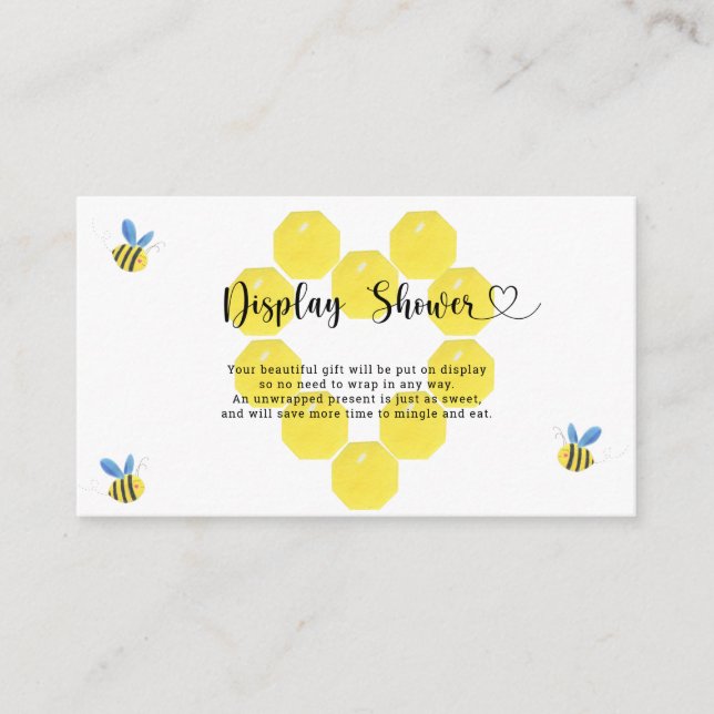 Bee Display Baby Shower insert card (Front)