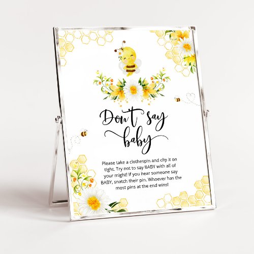 Bee dont say baby baby shower game poster