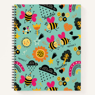 Bee Doodle Me Add Name Color On Back Notebook