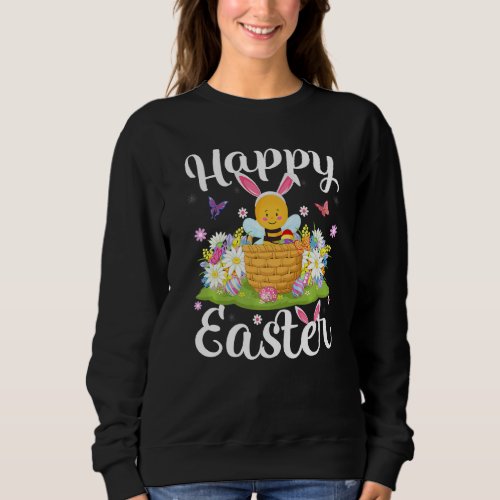 Bee Easter Egg Hunting Floral Bee Easter Sunday Sweatshirt