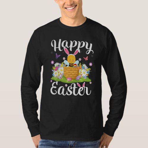 Bee Easter Egg Hunting Floral Bee Easter Sunday T_Shirt