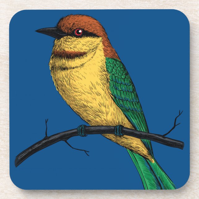 Bee eater beverage coaster (Front)