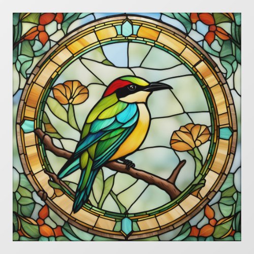 Bee eater Bird Faux Stained Glass Colorful Bird Window Cling