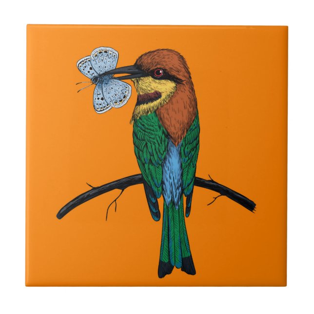 Bee eater ceramic tile (Front)