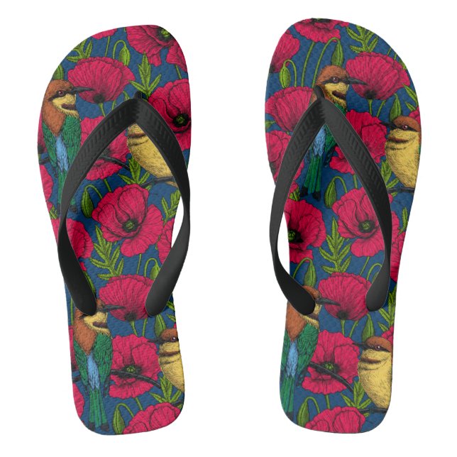 Bee eaters and poppies flip flops