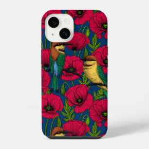 Bee eaters and poppies iPhone 14 case