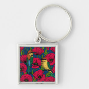 Bee eaters and poppies keychain