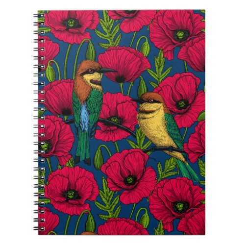 Bee eaters and poppies notebook