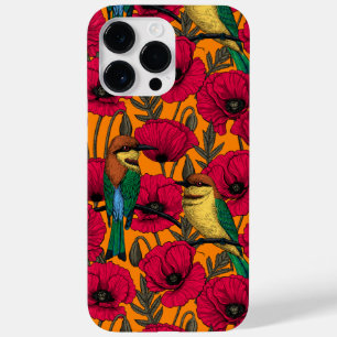 Bee eaters and poppies on orange Case-Mate iPhone 14 pro max case