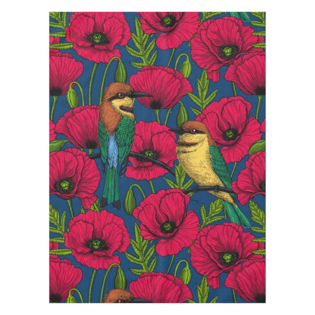 Bee eaters and poppies tablecloth (Front)
