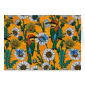 Bee-eaters, blue butterflies and daisies on orange (Front Horizontal)