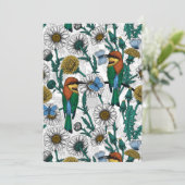 Bee-eaters, blue butterflies and daisies on white (Standing Front)