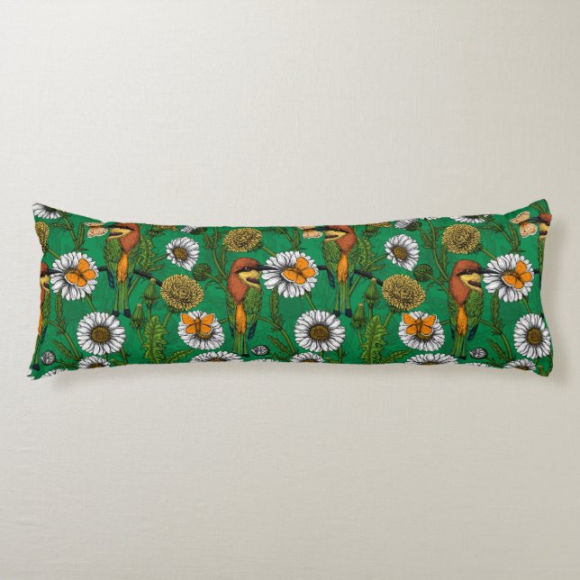 Bee eaters on a spring meadow body pillow (Front)