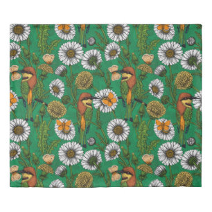 Bee eaters on a spring meadow duvet cover