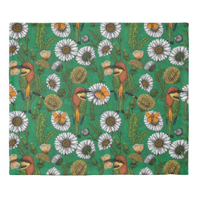 Bee eaters on a spring meadow duvet cover (Front)