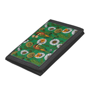 Bee eaters on a spring meadow trifold wallet