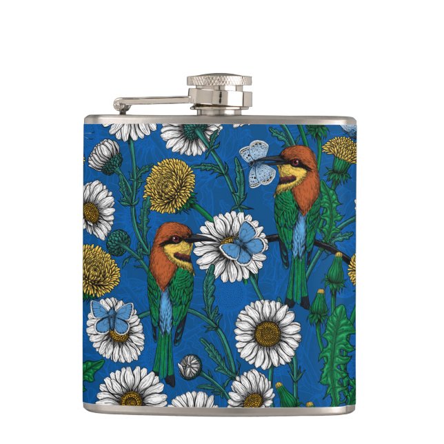 Bee eaters on blue flask (Front)