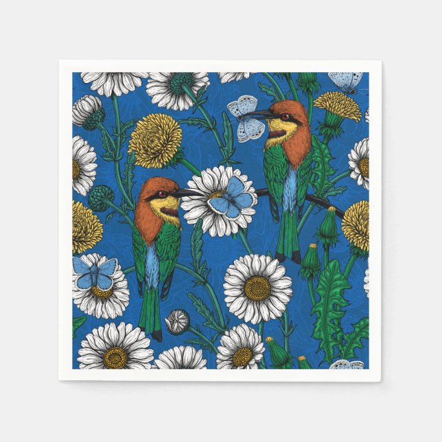 Bee eaters on blue napkins (Front)