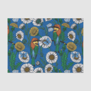 Bee eaters on blue tissue paper