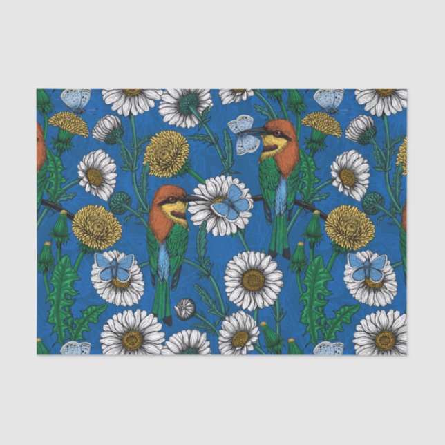 Bee eaters on blue tissue paper (Front)