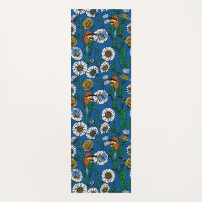 Bee eaters on blue yoga mat (Front)