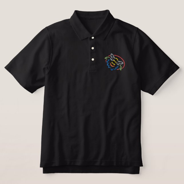 Bee Embroidered Polo Shirt (Design Front)