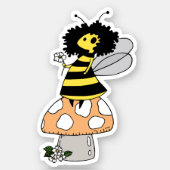 Bee Fairy And Mushroom Sticker (Front)