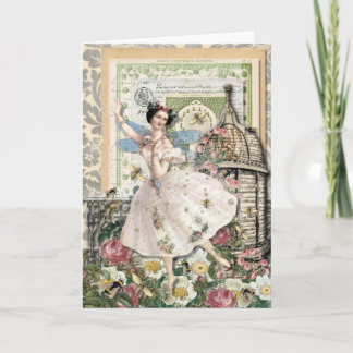 Bee Fairy - Vintage Blank Greeting Note Card