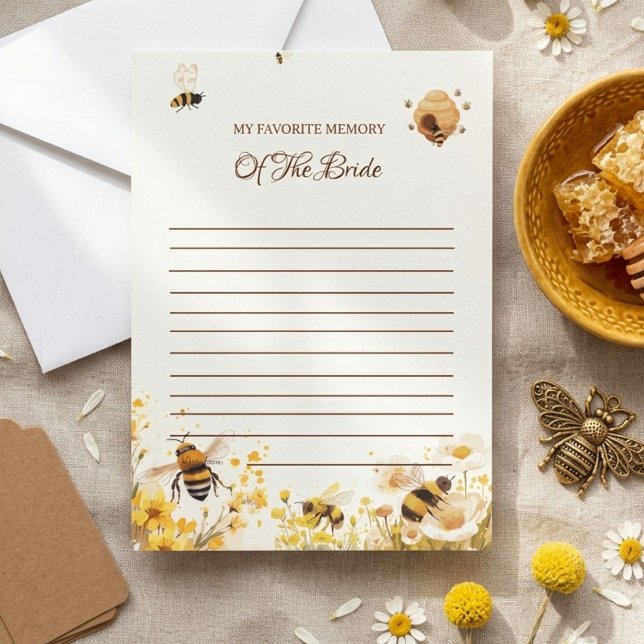 Bee Favorite memory of the bride Shower Game Card (Creator Uploaded)
