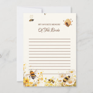 Bee Favorite memory of the bride Shower Game Card