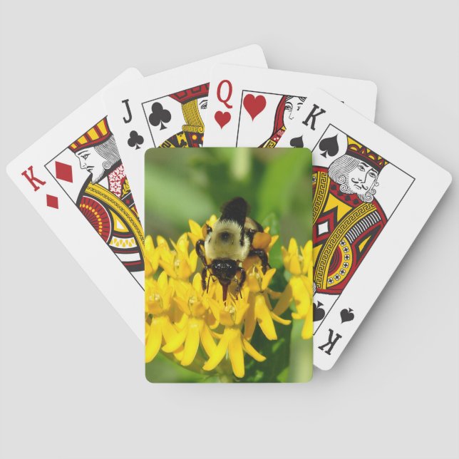 Bee Feasting on Butterfly Weed Wildflowers Poker Cards (Back)
