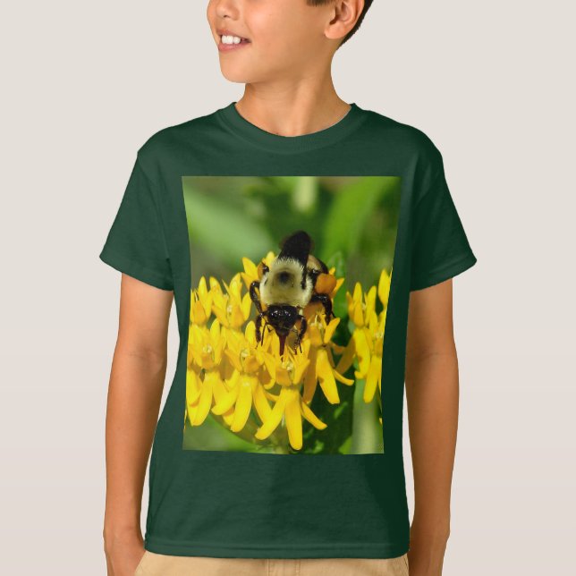 Bee Feasting on Butterfly Weed Wildflowers T-Shirt (Front)
