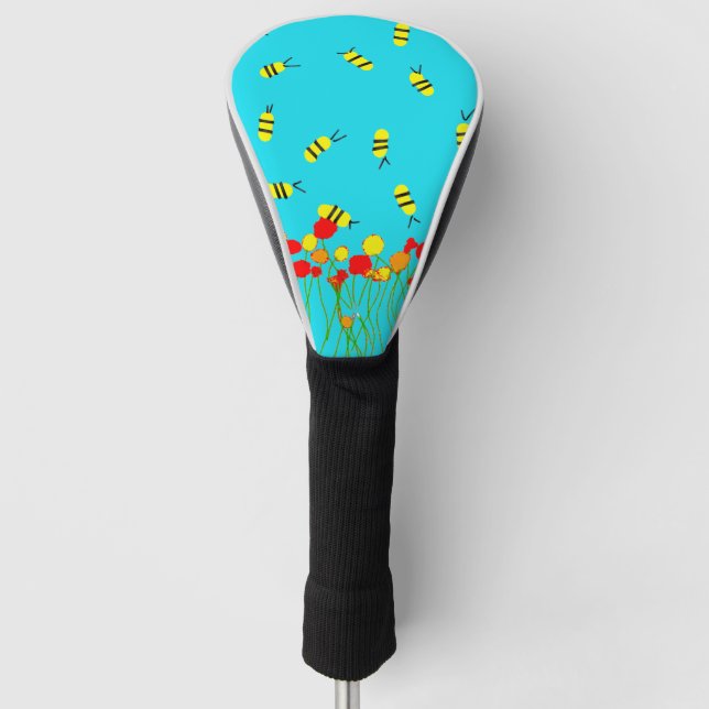 Bee Field blue sky Golf Driver Cover  (Front)