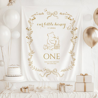 Bee First Birthday Banner Our Little Hunny Tapestry