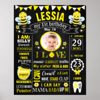Bee First Birthday chalkboard sign board