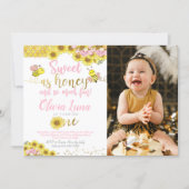 Bee First Birthday Invitation (Front)