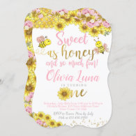 Bee First Birthday Invitation