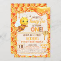 Bee First Birthday Invitation