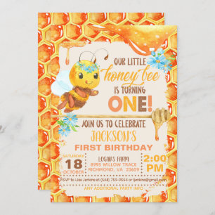 Bee First Birthday Invitation - Girl