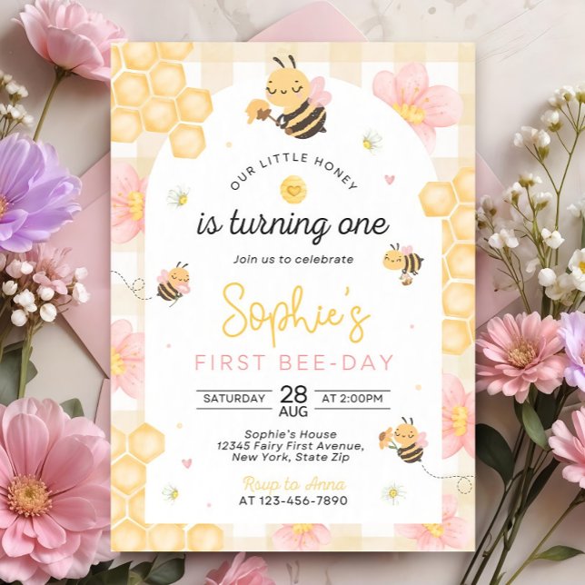 Bee First Birthday Invitation, Sweet To Bee One  Invitation (Creator Uploaded)