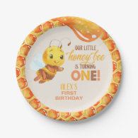 Bee First Birthday Plate - Custom