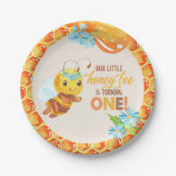 Bee First Birthday Plate - Girl