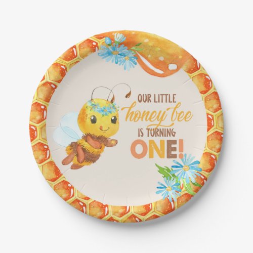 Bee First Birthday Plate _ Girl