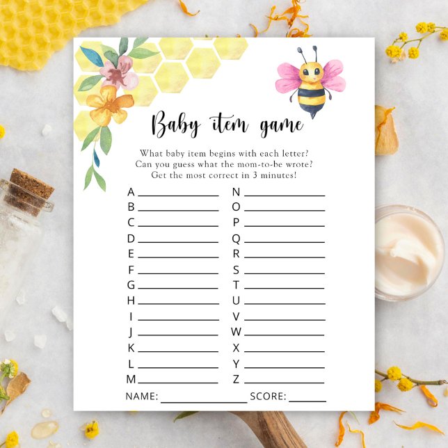 Bee floral - Baby Item Game. Baby Shower Game (Creator Uploaded)