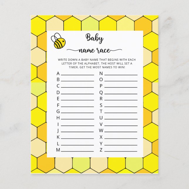 Bee floral Baby name race game (Front)