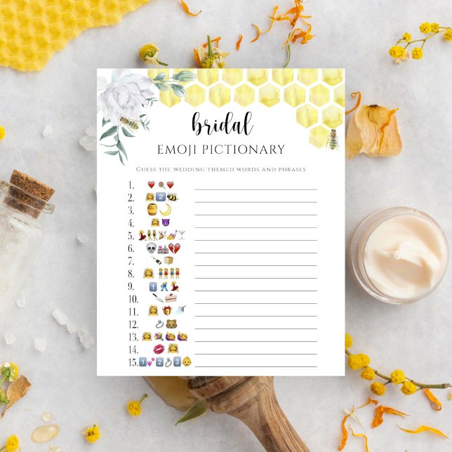 Bee floral bridal shower emoji pictionary game (Creator Uploaded)