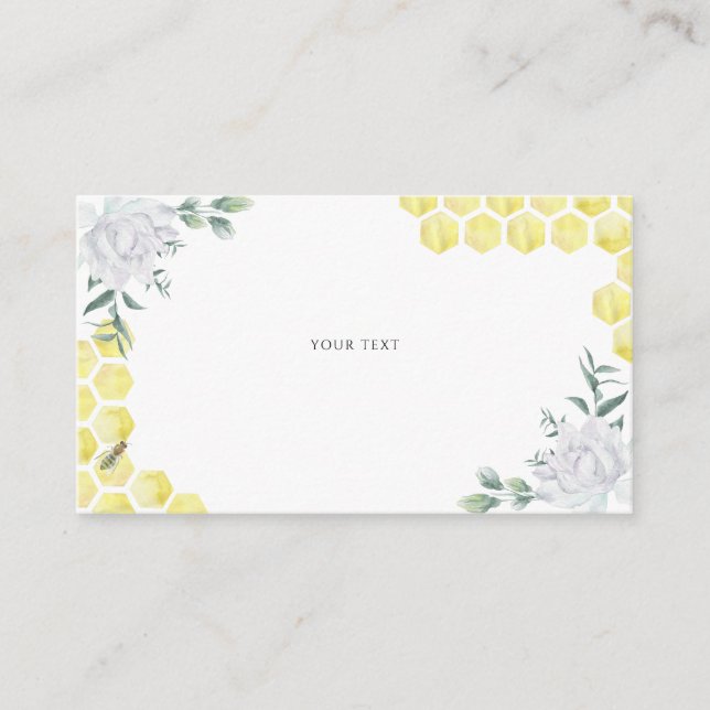 Bee floral - Custom Text Enclosure Card (Front)