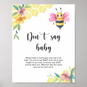 Bee floral - Don't say baby Poster